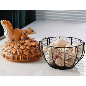 Squirrel on Acorn Decorative Storage Basket New
